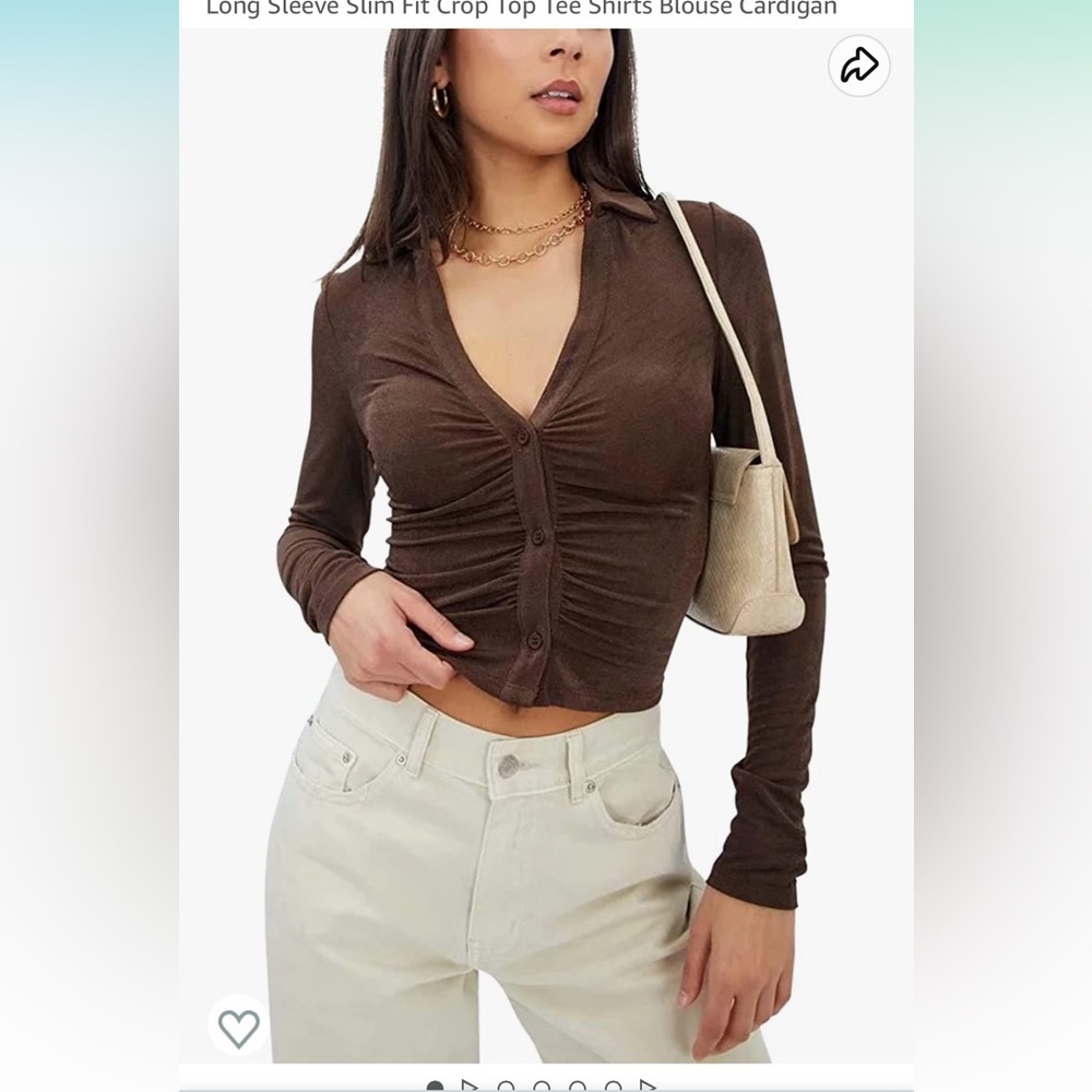Brown Sheer Button Down Top from Amazon